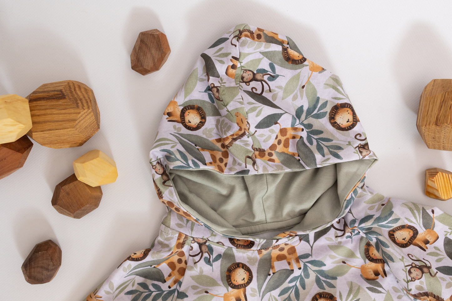 Bio Kapuzenhoodie Dschungelprint für Kinder | Blu.Brudi