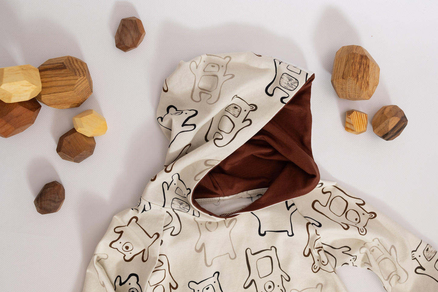 Bio Kapuzenhoodie Bärenprint für Kinder | Blu.Brudi