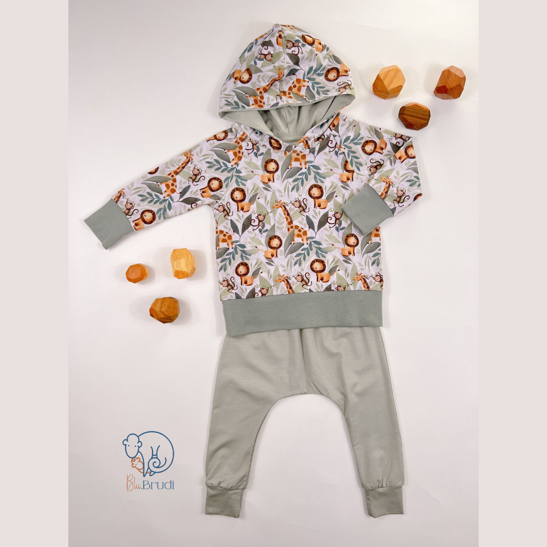 Bio Kapuzenhoodie Dschungelprint für Kinder | Blu.Brudi