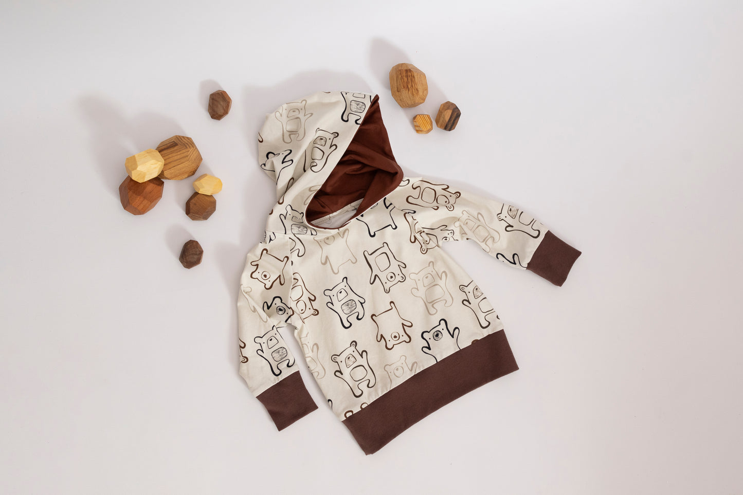 Bio Kapuzenhoodie Bärenprint für Kinder | Blu.Brudi