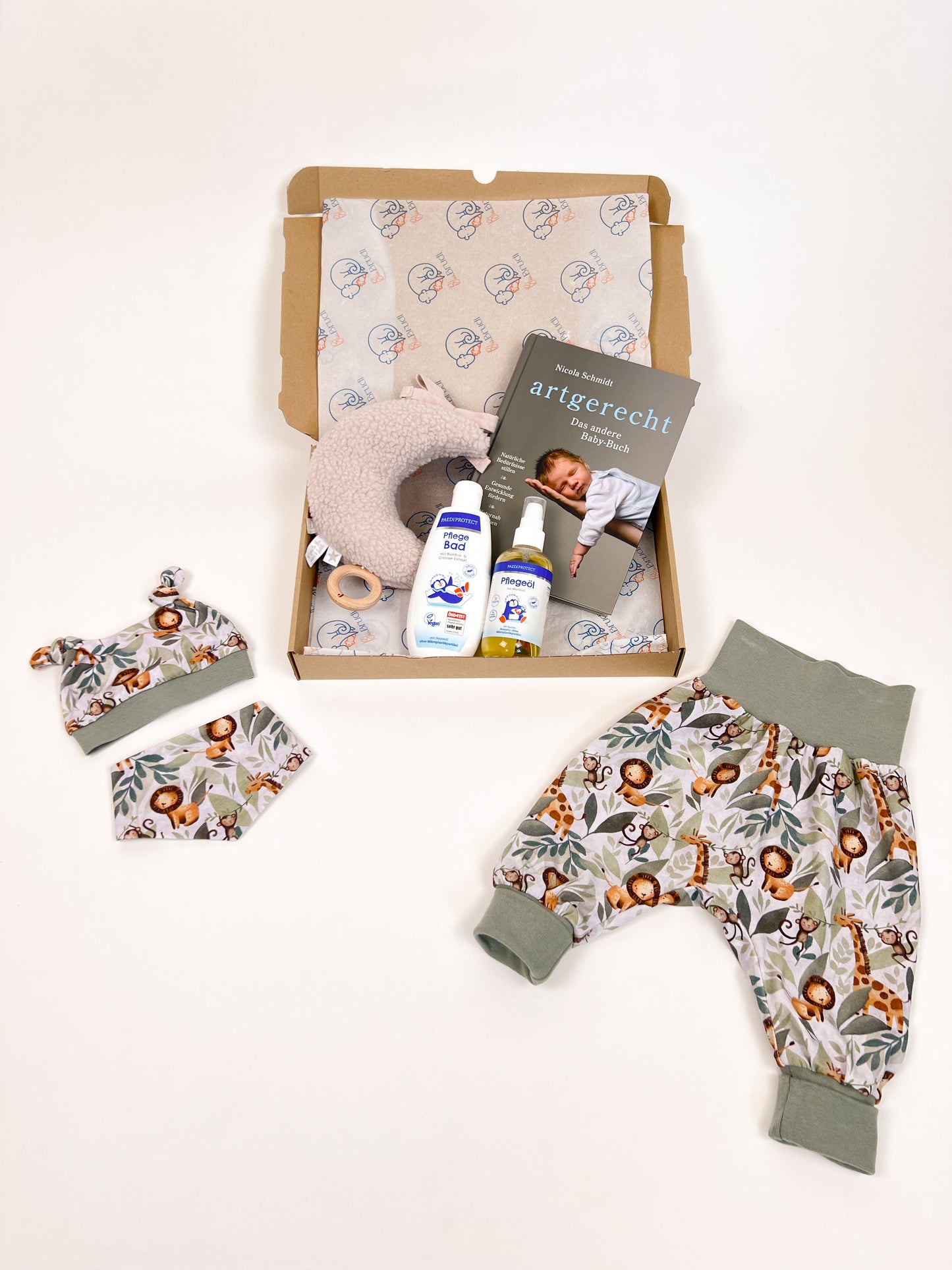 Bio Mitwachshose - Geschenkset „Babyglück" Dschungelprint | Blu.Brudi